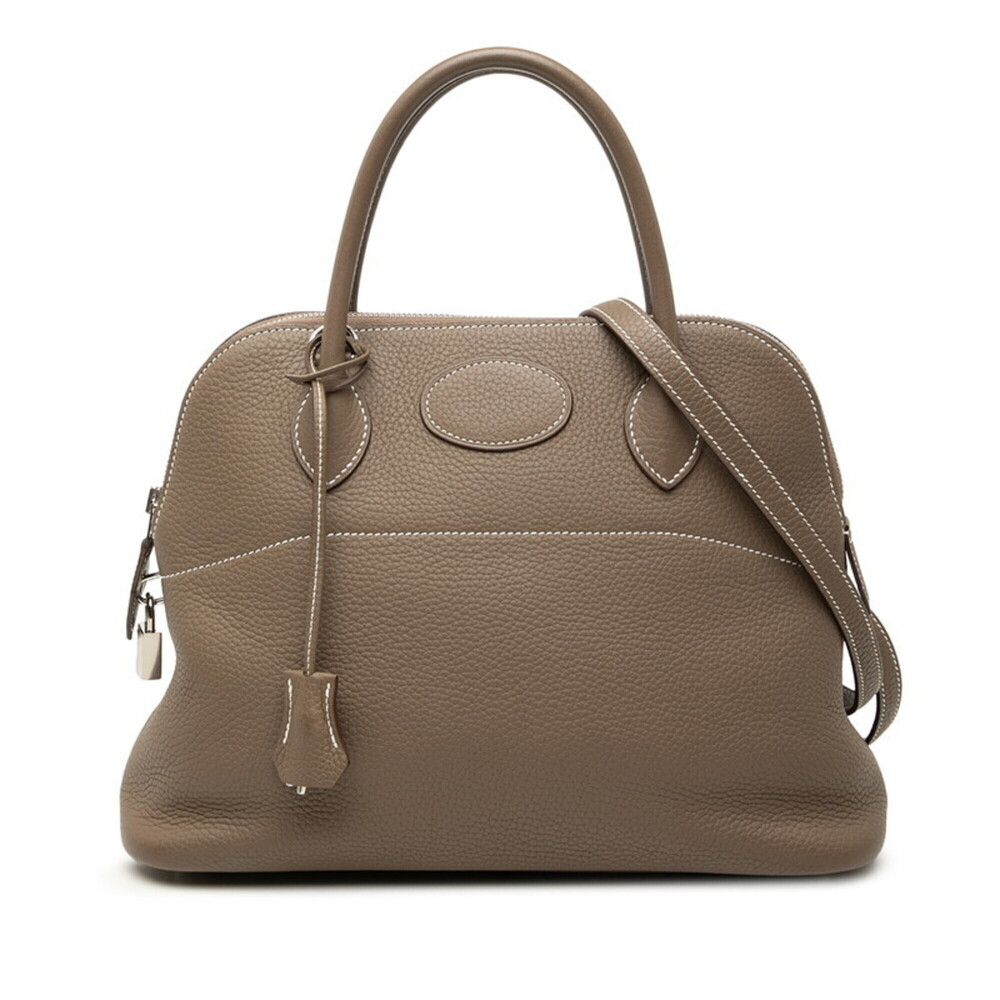 Hermes Bolide 31 Handbag Shoulder Bag 2-Way Etoupe Greige Silver Hardware Tau...
